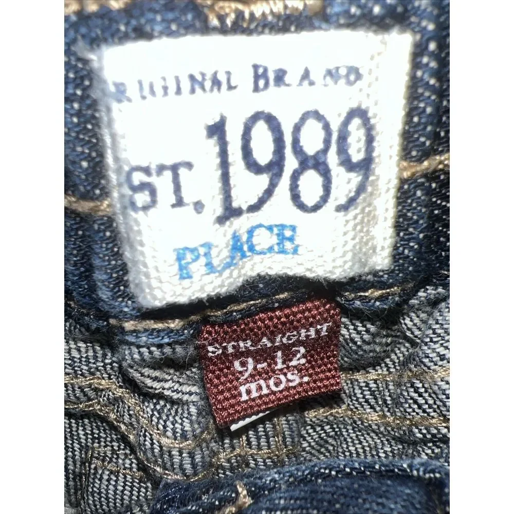 Preowned- The Childrens Place Straight‎ Fit Denim Jeans Kids (Size 9-12 Months)